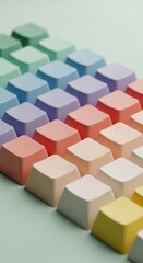 Fototapeta premium Pastel colored keyboard keycaps arranged in rows gradient