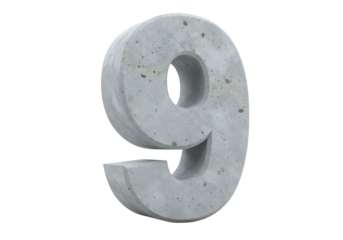 Isolated 3D Rendered Concrete Number Nine Isolated On Black Background