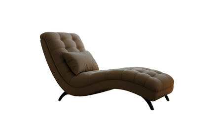 Isolated Brown Chaise Lounge with Pillow on a Black Background Photo