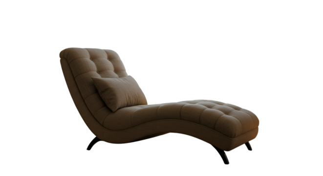 Isolated Brown Chaise Lounge with Pillow on a Black Background Photo