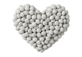 Isolated 3D Illustration of White Candy Arranged in a Heart Shape