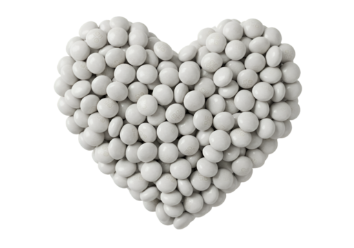 Isolated 3D Illustration of White Candy Arranged in a Heart Shape