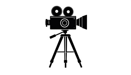 Vintage movie camera on tripod