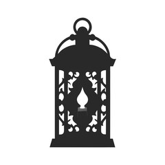 haunted lantern silhouette vector illustration