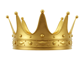 Isolated 3D Render of a Golden Crown on a Transparent Background
