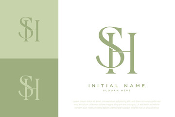 SH HS initial handwriting and luxury logo