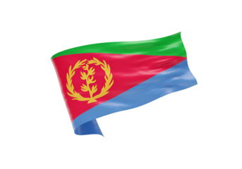 Isolated 3D Render Of Eritrea Flag Waving On Black Transparent Background