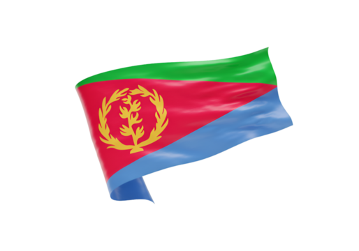 Isolated 3D Render Of Eritrea Flag Waving On Black Transparent Background