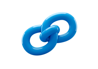 Isolated 3D Render Of A Blue Link Chain With Glossy Finish On Black Background