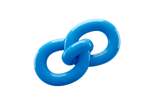 Isolated 3D Render Of A Blue Link Chain With Glossy Finish On Black Background