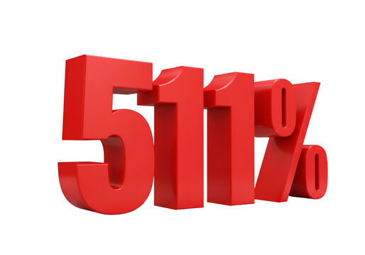 Isolated 3D Render Of Red 511 Percent Symbol Against Black Background