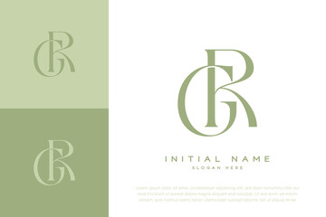 GR RG initial handwriting and luxury logo