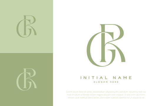 GR RG initial handwriting and luxury logo
