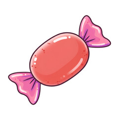 Isolated Candy Illustration With Red and Pink Colors on Transparent Background