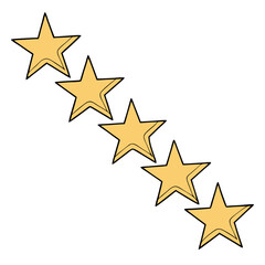 Obraz premium Star vector features five golden stars on a white background. Ideal for adding a touch of luxury to designs and promotions.