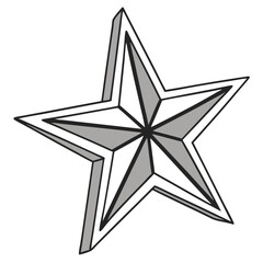 Obraz premium Star vector graphic with a gray and white 3d fivepointed star design, suitable for branding, web design, and holiday decorations.