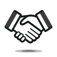Fototapeta premium Professional handshake icon with subtle line shadows for modern business and collaboration designs