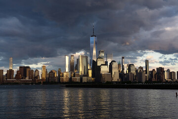 NYC skyline with skyscrapers. Manhattan and Brooklyn. New York City skyline with Hudson River...