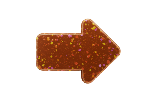 Isolated 3D Rendered Brown Arrow Icon With Speckled Texture on Transparent Background