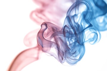 Abstract swirling smoke in calming blue and rose hues creates a dynamic and artistic background, perfect for design projects or visual concepts