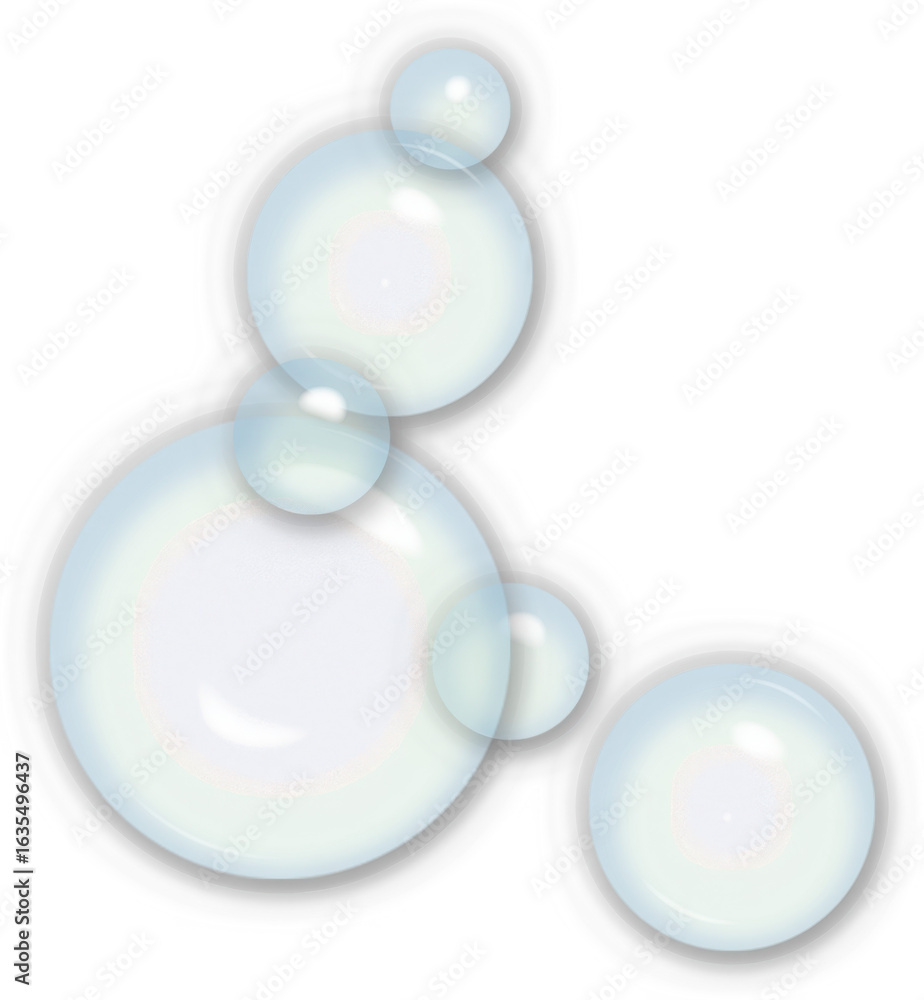 Fototapete a cluster of translucent soap bubbles with iridescent highlights floating together in a playful arra