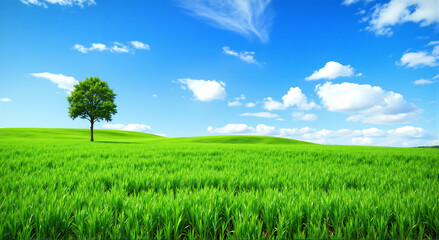 green field and blue sky