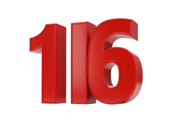 Isolated Glossy Red Three-Dimensional Number Six Illustration on Black Background