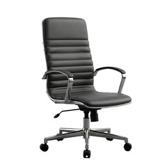 Office Chair 3D Illustration Isolated Black Leather Seat Chrome Frame