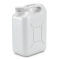 Photo of a White Plastic Container with Handle and Lid Isolated on White