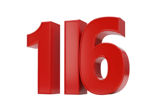 Isolated Glossy Red Three-Dimensional Number Six Illustration on Black Background