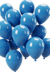 Isolated Blue Balloons Floating Against Transparent Background Illustration