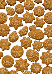 Isolated Gingerbread Cookies on Black Background Photo