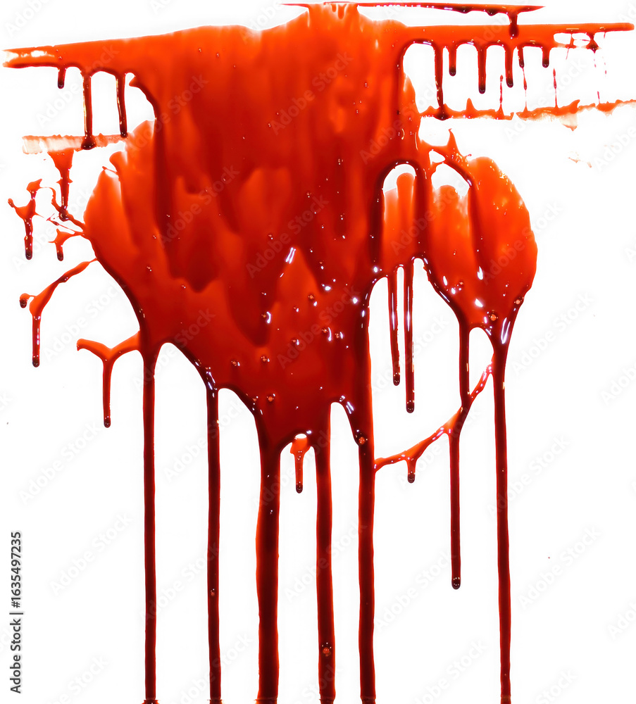 Aufkleber vibrant orange liquid dripping from a textured abstract form with a glossy finish isolated on transp