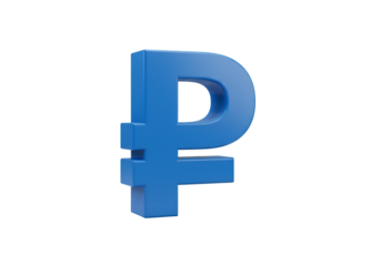 Isolated Blue Ruble Symbol on Transparent Background a 3D Illustration