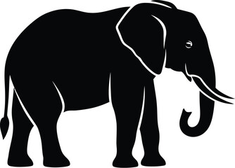 Obraz premium Elephant silhouette, showcasing its majestic form and powerful presence, a symbol of strength and wisdom in the animal kingdom, perfect for wildlife and nature themes