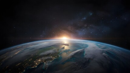 Stunning View of Planet Earth from Space at Sunrise