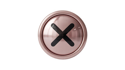 Close up of a metallic oval shape with a black cross symbol against a black background