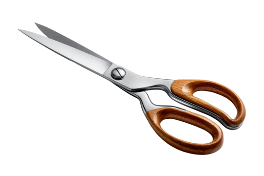 Wood handled scissors for cutting tasks