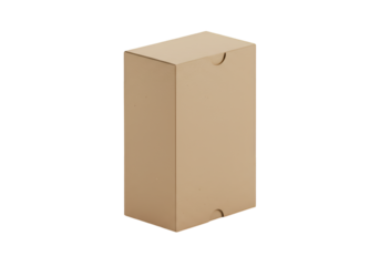 Isolated Brown Cardboard Box Object on Transparent Background