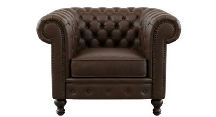 Isolated Brown Leather Armchair On A Dark Background Realistic Photo