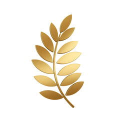 Isolated Golden Leaf Decoration Illustration on Transparent Background