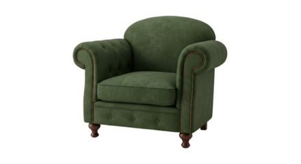 Isolated Green Armchair On Transparent Background 3D Illustration