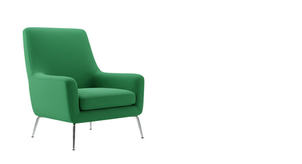 Isolated Green Armchair Illustration with Metallic Legs on Transparent Background