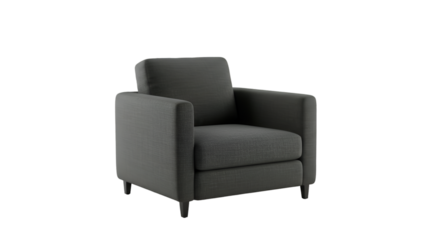 Isolated Grey Armchair On Black Background Realistic Illustration