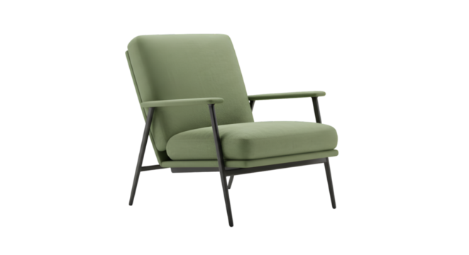 Isolated Green Armchair Modern Furniture Isolated On Transparent Background