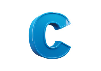 Isolated Blue Glossy 3D Letter C on Transparent Background Illustration