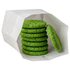 Isolated Green Cookies Stacked In White Paper Bag Photo