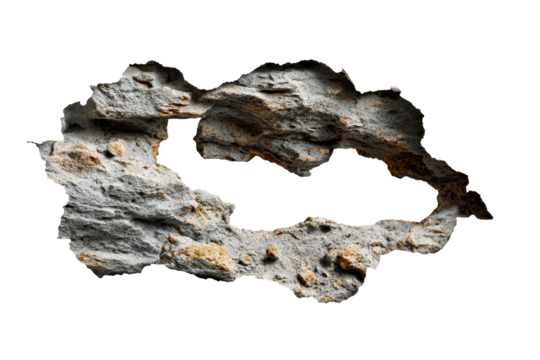 Natural rock formation with rough texture and hole