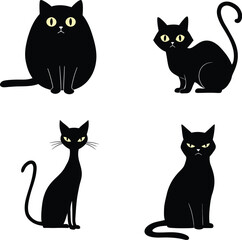 crisp clean stylish elegant modern detailed professional high quality Stylized Silhouette Cats on Transparent Background