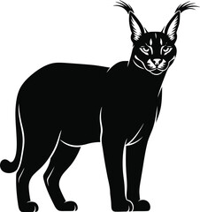 Elegant caracal with distinctive tufted ears, a striking silhouette against an capturing the essence of wild feline beauty and grace